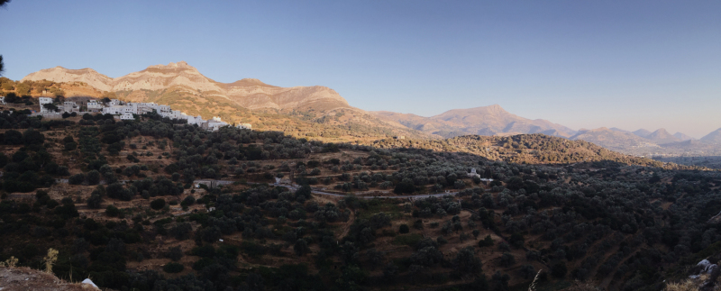 Greek mountains at golden hour